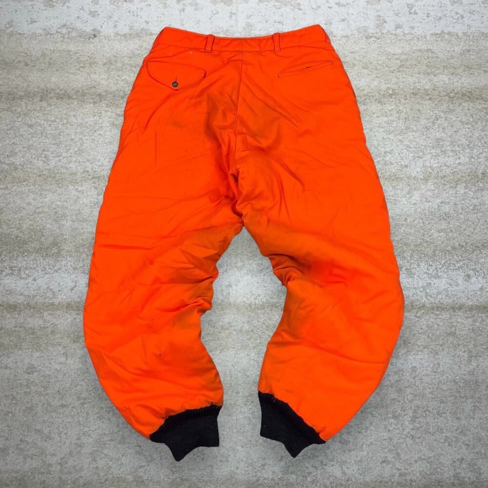 True Vintage 90s Snow Pants 34x30 Baggy Fit Neon Orange Cuffed Insulated Medium